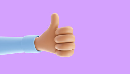 Creative thumbs up, like it, love on social media . Hand gestures. 3d illustration