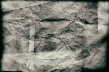 Old film overlay design on brown wrinkled paper background.