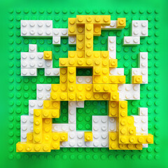 letter A done with plastic toy bricks