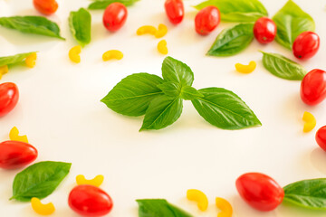 イタリアンイメージ（トマト、バジル、マカロニのフレーム）