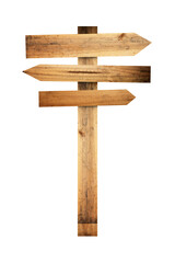 Sign wood isolated on white background.