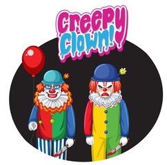 Creepy Clown badge with two creepy clowns