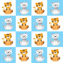 pattern set of cute tiger for kids clothes nursery,fabric.