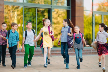 Group of kids going to school together.