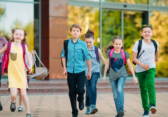 Group of kids going to school together.