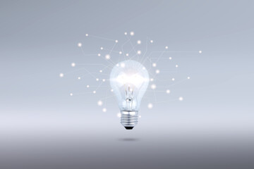 Creative ideas and innovations. Light bulbs on a white background. with copy space for business design