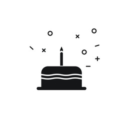 Line Cake with burning candles icon isolated on white background. Happy Birthday