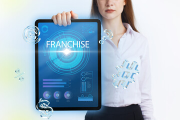 Business, Technology, Internet and network concept. Young businessman working on a virtual screen...