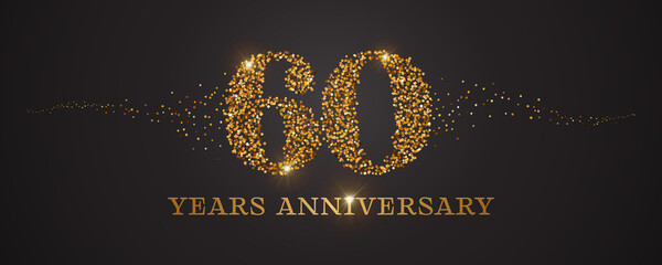60 years anniversary vector icon, logo. Graphic design element with golden glitter number for 60th anniversary card - obrazy, fototapety, plakaty