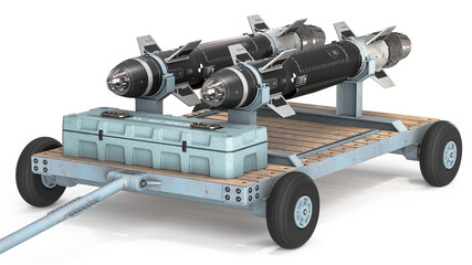 3D render of an aviation bombardment with ballistic missiles