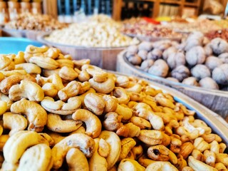 Cashew. Nuts. Nuts shop. Raw cashew.
