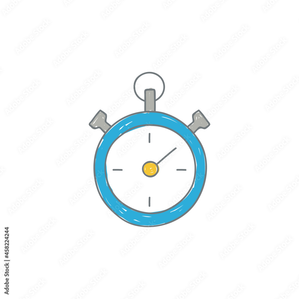 Poster timer return arrow icon, timer stop watch arrow icon in color icon, isolated on white background