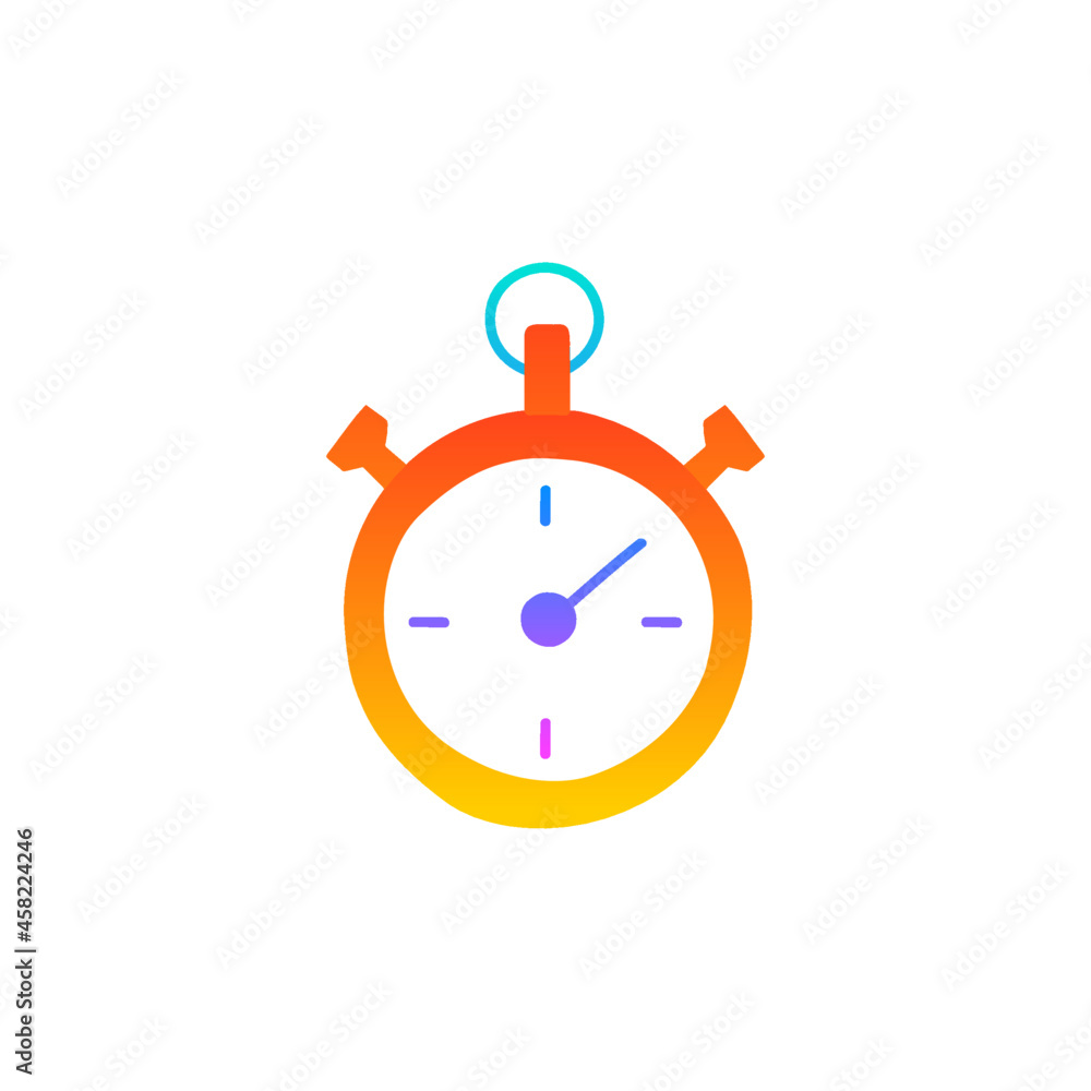 Poster timer return arrow icon, timer stop watch arrow icon in gradient color style, isolated on white back