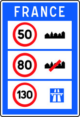 Panneau routier &agrave; la fronti&egrave;re fran&ccedil;aise