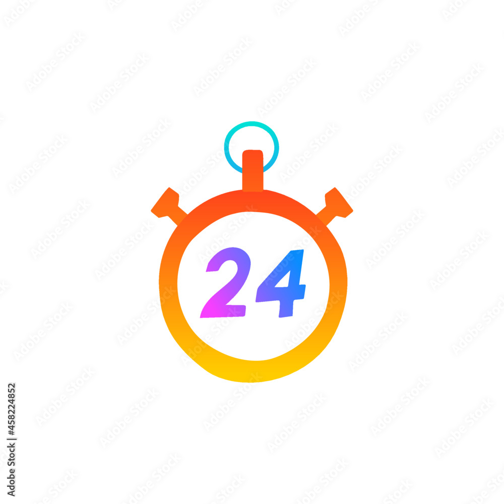 Poster 24 hours icon in gradient color style, isolated on white background