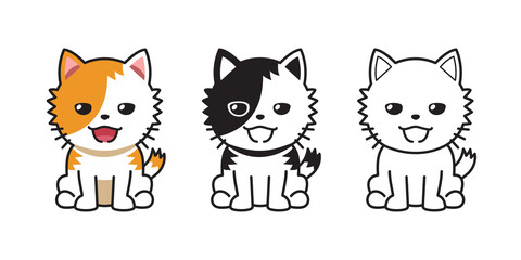 Set of vector cartoon character cat for design.