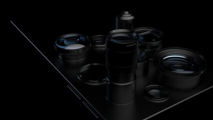 variety of lenses on your phone. an allegorical illustration of the variety and popularity of mobile photography technology