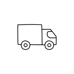 Delivery shopping icon in flat black line style, isolated on white background 