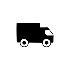 Delivery shopping icon in solid black flat shape glyph icon, isolated on white background 