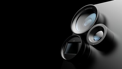 variety of lenses on your phone. an allegorical illustration of the variety and popularity of mobile photography technology