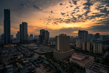 Fototapeta na wymiar Hanoi Skyline at Dawn. City skyline at dawn