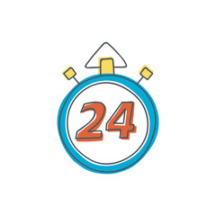 24 hours icon in color icon, isolated on white background 