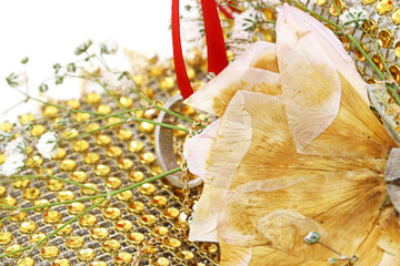 wedding concept with wedding ring and flowers