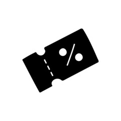 coupon percent discount icon in solid black flat shape glyph icon, isolated on white background 