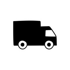 Delivery shopping icon in solid black flat shape glyph icon, isolated on white background 