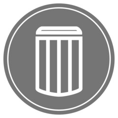 Mülleimer Symbol auf rundem grauen Button