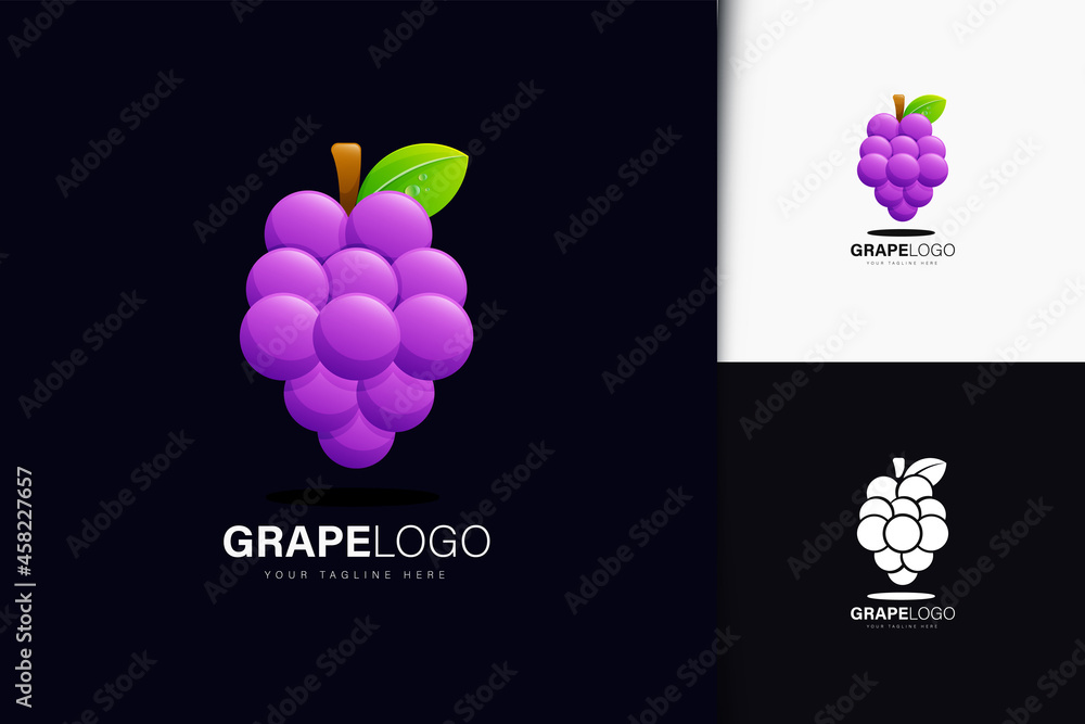Poster grape logo design with gradient