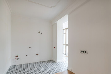 empty white room with repair and without furniture