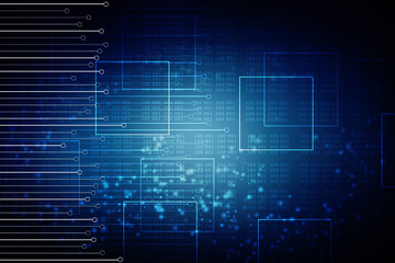 2d illustration Abstract futuristic electronic circuit technology background