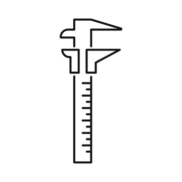 recommend clip art: Vernier caliper thin line icon, tool and instrument, gauge sign