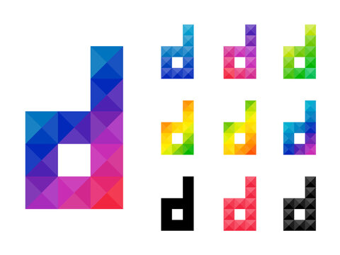 Set of colorful alphabet small letter d 3D icon logo. Vector illustration.