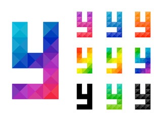 Set of colorful alphabet small letter y 3D icon logo. Vector illustration.