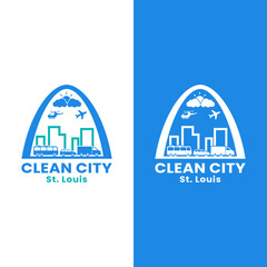 Downtown St. Louis Skyline for Clean City Logo Design Template. St. Louis is the second-largest city in Missouri, United States. - obrazy, fototapety, plakaty