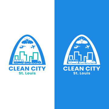 Downtown St. Louis Skyline for Clean City Logo Design Template. St. Louis is the second-largest city in Missouri, United States.