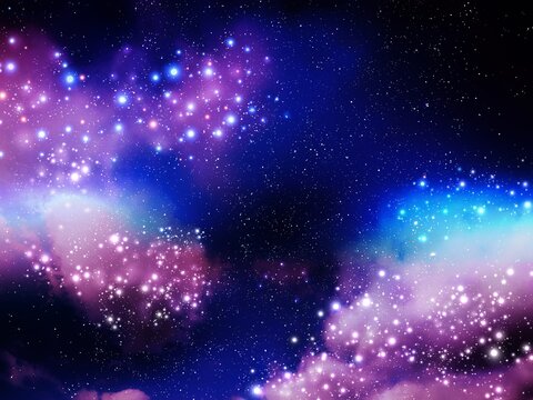 Interstellar nebula in space, star clusters, supernova explosion. Abstract background 3d illustration. © Nazarii