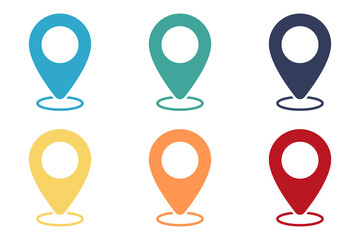 Icon, label on the map. Set of multicolored icons. Illustration
