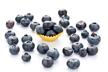 Blueberries with white background, in studio, Asturias, Spain