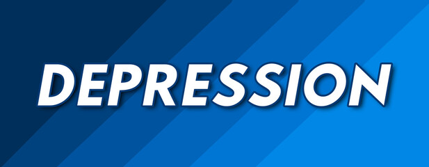 Depression - text written on striped blue background