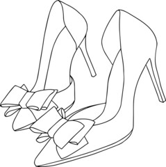Woman's shoes icon logo. Vector. Fashionable hidh heels. Silhouett