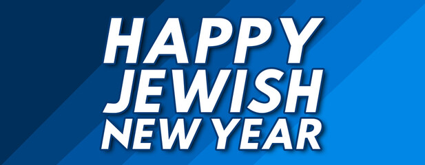 happy jewish new year - text written on striped blue background