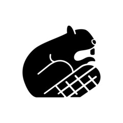 Beaver black glyph icon. Symbol of canadian identity and sovereignty. Official emblem. Herbivore and semiaquatic wild animal. Silhouette symbol on white space. Vector isolated illustration © IMG visuals icons