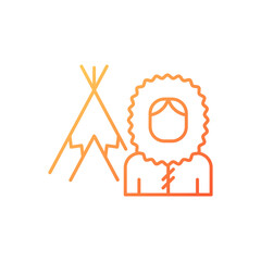 Inuit population gradient linear vector icon. Indigenous peoples of Canada. Traditional shelter igloo. Thin line color symbol. Modern style pictogram. Vector isolated outline drawing