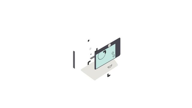 Selfie icon animation isometric best object on white backgound
