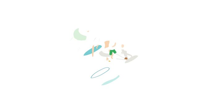 Kitesurfing icon animation isometric best object on white backgound