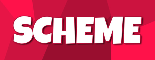 Scheme - text written on irregular red background