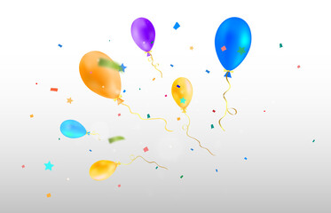 Fototapeta premium A festive illustration with balloons and falling candies.